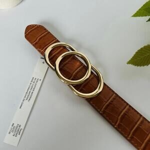 NWT A New Day Fashion Belt Faux Crocodile Pattern Gold Tone Buckle Sz medium